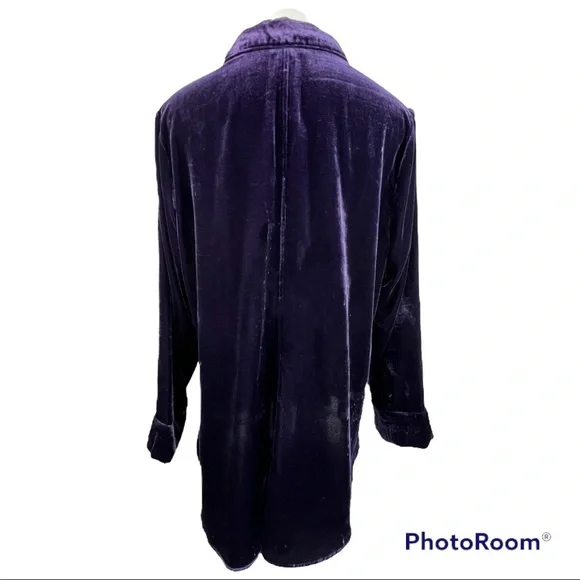 🇺🇸SOLD🇺🇸 Habitat Mandarin Velvet Shirt Top XL Purple - Picture 8 of 9